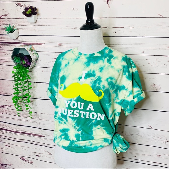 Green Mustache Tie Dye T-Shirt Unisex Size Medium - Picture 3 of 10